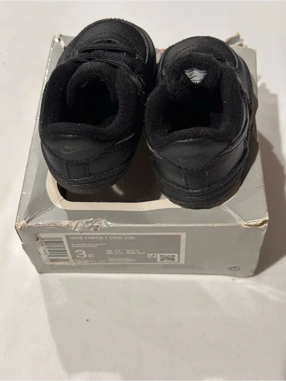 Nike Air Force 1 Crib Black Baby Shoes Size 3C Infant Toddler Sneakers - Picture 3 of 5